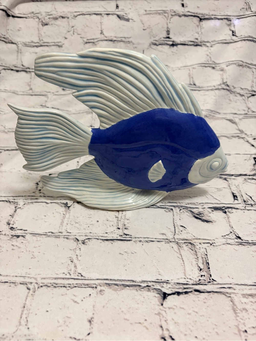 Accessorize Blue and White Ceramic Fish Accent